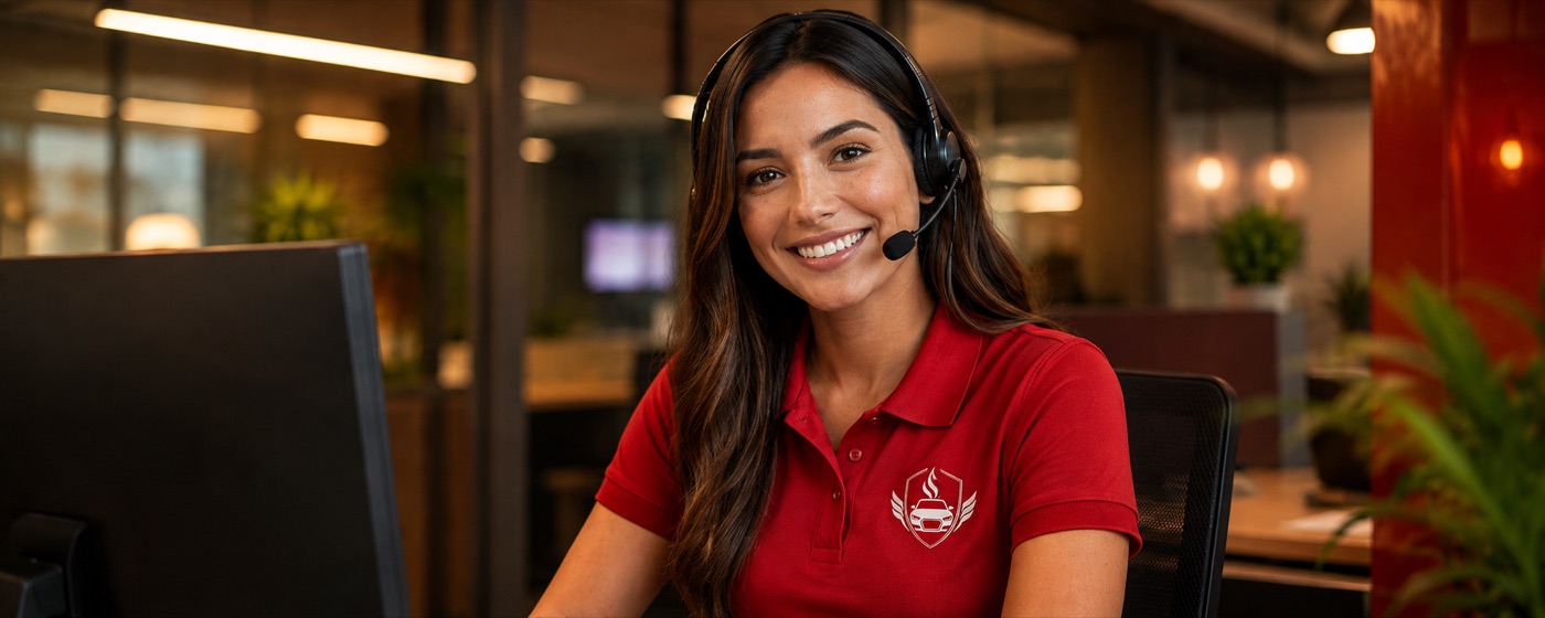 Atendente S.A Evolution com headset sorrindo durante suporte ao cliente